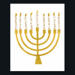 Festive Menorah Hanukkah Celestial Candles Drawing Poster<br><div class="desc">Faux gold foil menorah candles for your Hanukkah celebration. Whimsical menorah illustration with white stars covered celestial candles on a faux gold menorah candle stand. Menorah starry Hanukkah illustrated design gifts and paper products.</div>