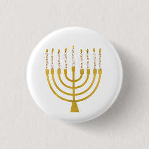 Festive Menorah Hanukkah Celestial Candles Elegant 3 Cm Round Badge