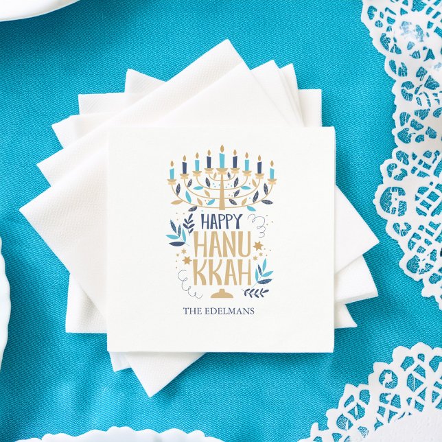 Festive Menorah Hanukkah Napkin (Creator Uploaded)