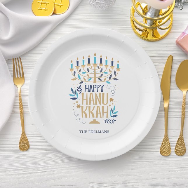 Festive Menorah Hanukkah Paper Plate (Creator Uploaded)