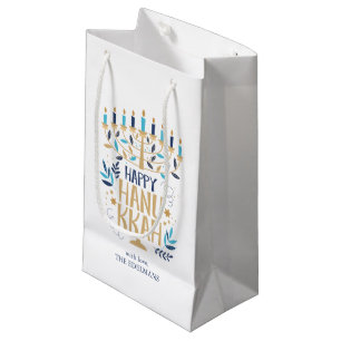 Festive Menorah Hanukkah Small Gift Bag