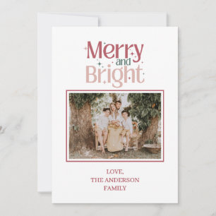 Festive Merry And Bright Christmas  Holiday Card