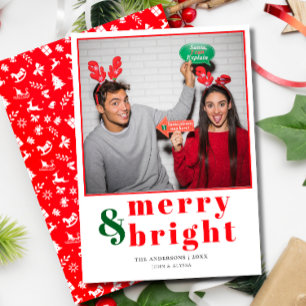Festive Merry and Bright Christmas Photo Holiday Card