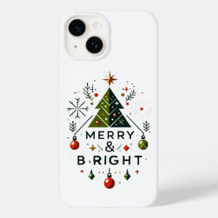 Festive Merry and Bright Christmas Tree Design Case-Mate iPhone 14 Case