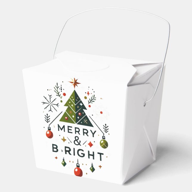 Festive Merry and Bright Christmas Tree Design Favour Box (Front)
