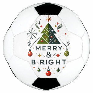 Festive Merry and Bright Christmas Tree Design Football