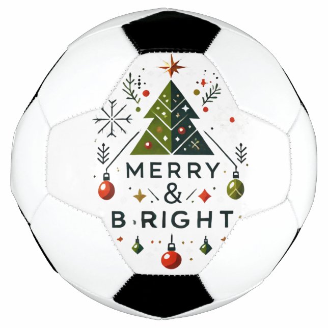 Festive Merry and Bright Christmas Tree Design Football (Front)