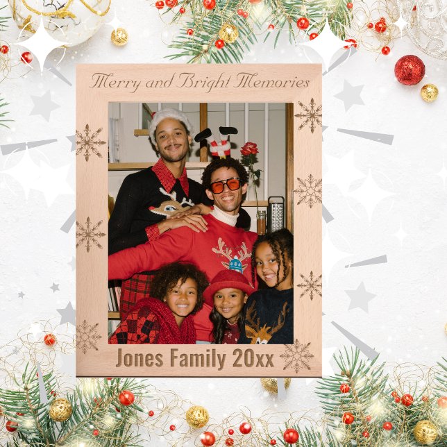 Festive Merry and Bright Memories Personalise Etched Frames (Creator Uploaded)