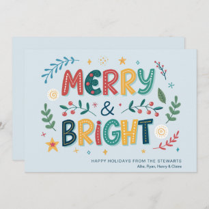 Festive Merry and Bright Non-Photo Holiday Card