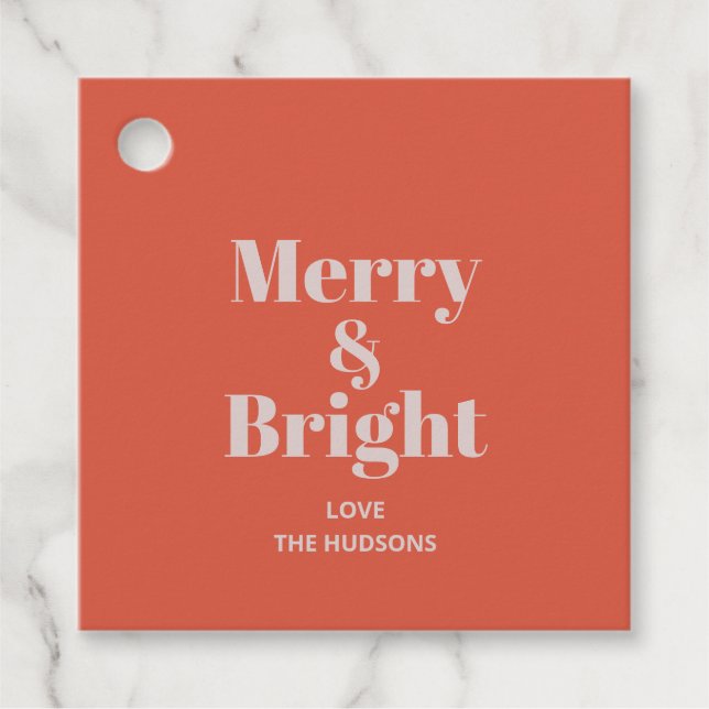 Festive Merry & Bright Christmas Favour Tags (Front)