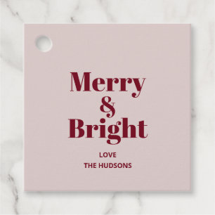 Festive Merry & Bright Christmas Favour Tags