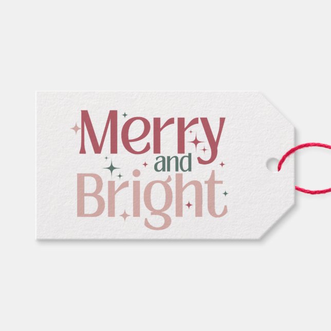 Festive Merry & Bright Christmas Gift Tag (Front (Horizontal))