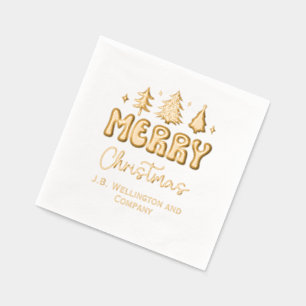 Festive Merry Christmas #2 Company / Family Name Foil Napkins