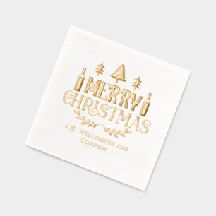 Festive Merry Christmas #3 Company / Family Name Foil Napkins