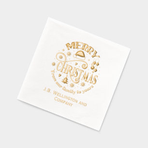Festive Merry Christmas #3 Company / Family Name Foil Napkins