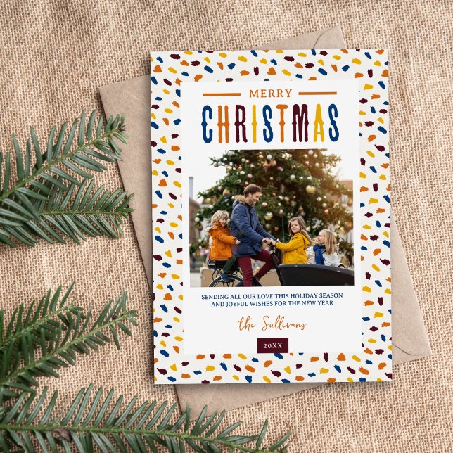 Festive Merry Christmas 4 Photo Holiday Card (Creator Uploaded)