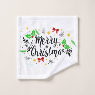 Festive Merry Christmas   Bath Towel Set