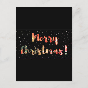 Festive Merry Christmas Black & Gold Design Postcard