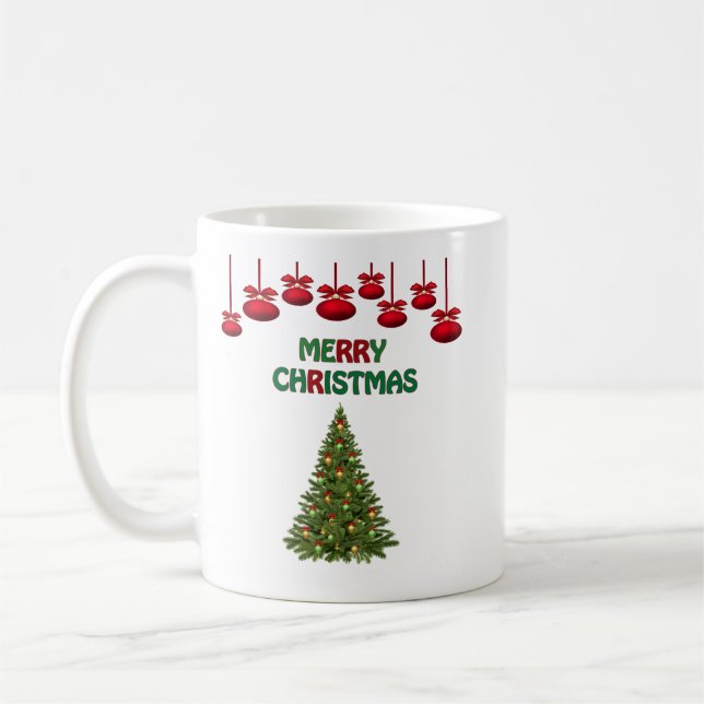 Festive Merry Christmas Bush Tree Decor Lights  Coffee Mug (Left)