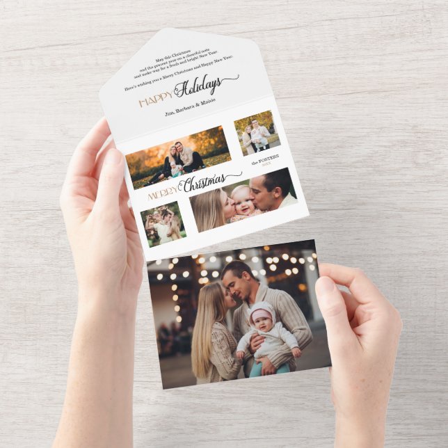 Festive Merry Christmas Calligraphy Multiphoto All In One Invitation (Tearaway)