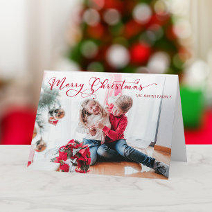 Festive Merry Christmas Calligraphy Photo Card