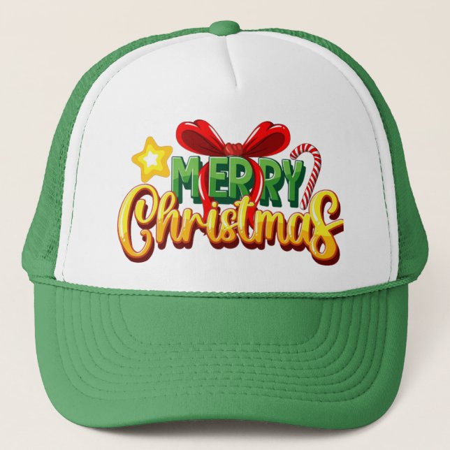 Festive "Merry Christmas"cap Trucker Hat (Front)