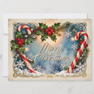 Festive Merry Christmas Card with Shine