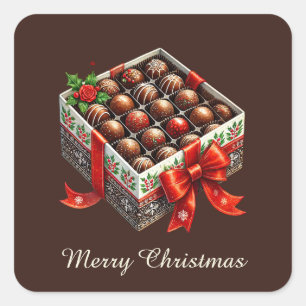 Festive Merry Christmas chocolate candy  Square Sticker