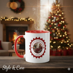 Festive Merry Christmas Custom Photo Text Party Mug