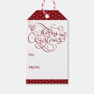 Festive Merry Christmas Fancy Script Your Colour Gift Tags