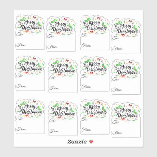 Festive Merry Christmas gift tags (Sheet)