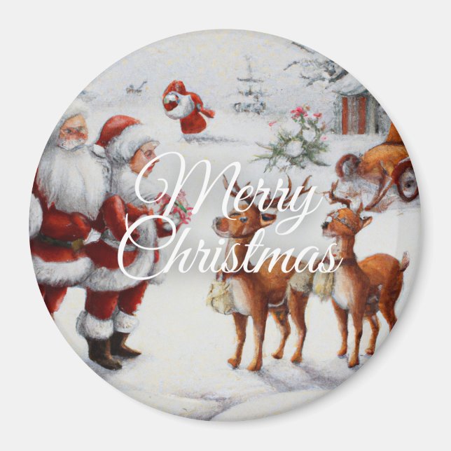 Festive "Merry Christmas" Holiday Cheer Magnet (Front)