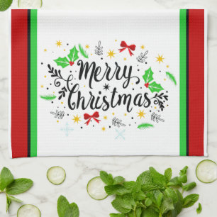 Festive Merry Christmas Kitchen Towel