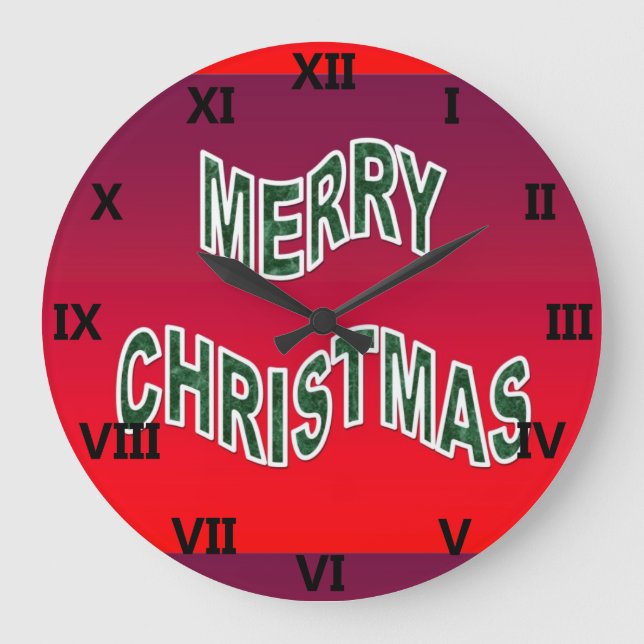 Festive Merry Christmas Large Clock (Front)