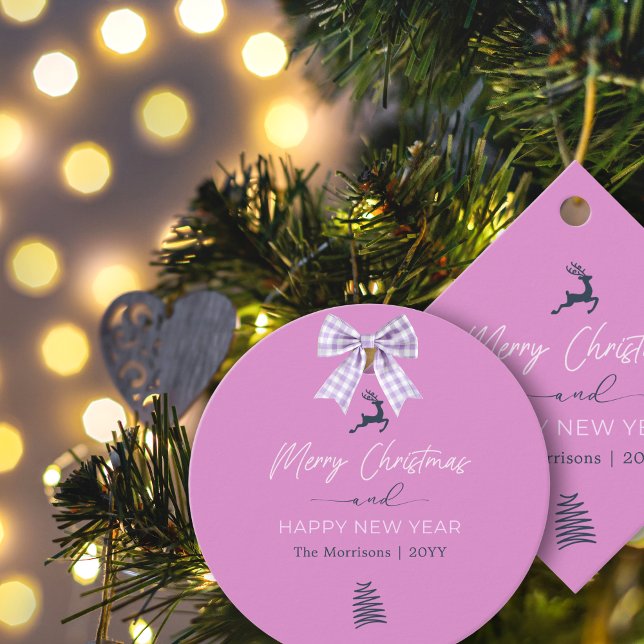 Festive Merry Christmas Light Purple Favour Tag (Festive Merry Christmas Light Purple Favor Tag)