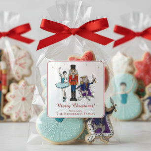 Festive Merry Christmas Nutcracker Ballet Square Sticker