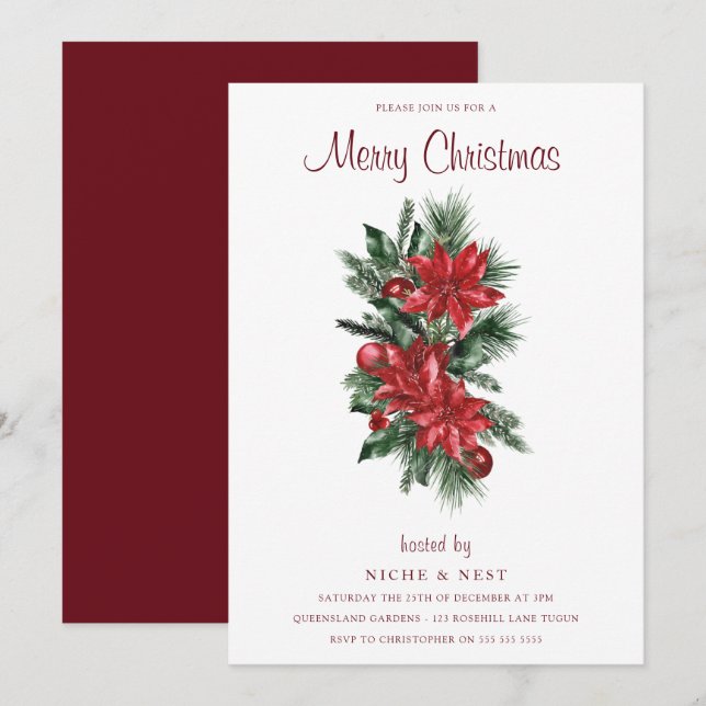 Festive Merry Christmas Party  Invitation (Front/Back)