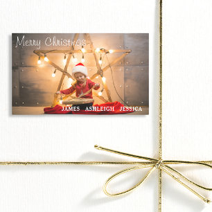Festive Merry Christmas Personalised Photo Rectangular Sticker