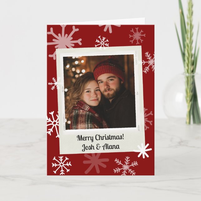 Festive Merry Christmas Photo Card (Front)