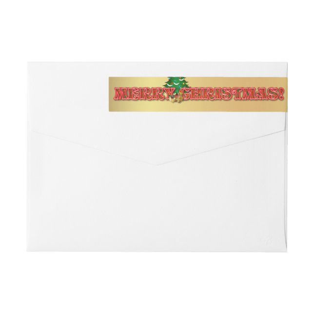 Festive Merry Christmas Return Address Wrap Around Label (Back)