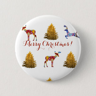Festive Merry Christmas Round Badge