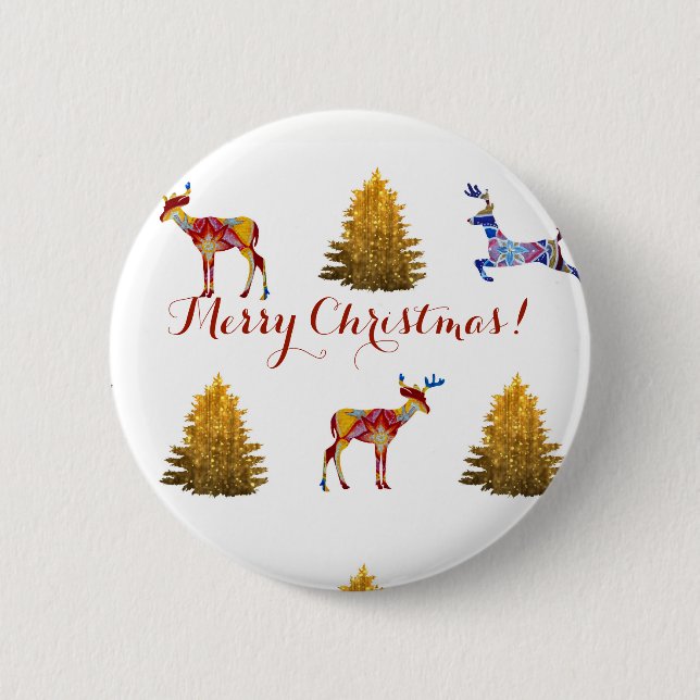 Festive Merry Christmas Round Badge (Front)