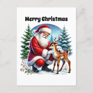 Festive Merry Christmas Santa Holiday Postcard