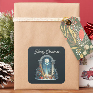 Festive Merry Christmas scene  Square Sticker