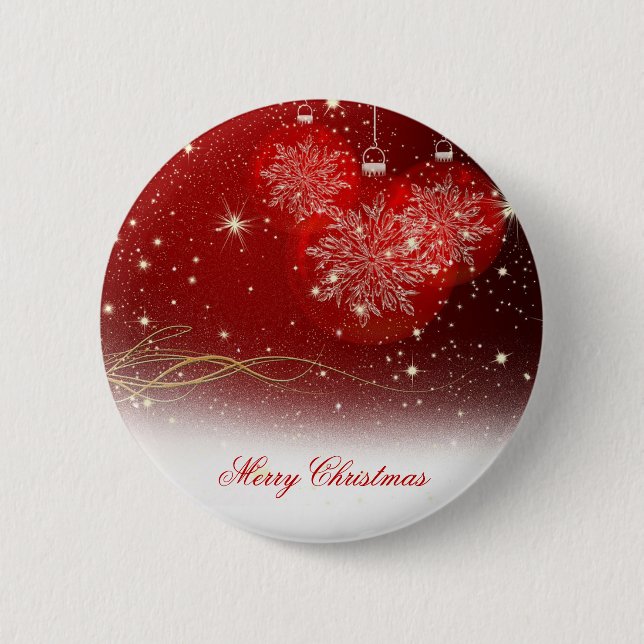 Festive “Merry Christmas” snowflakes ornaments 6 Cm Round Badge (Front)