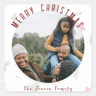 Festive Merry Christmas Square Sticker