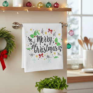 Festive Merry Christmas Tea Towel