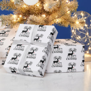 Festive Merry Christmas tiled reindeer  Wrapping Paper