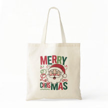 Festive Merry Christmas Tote Bags for Holiday Chee