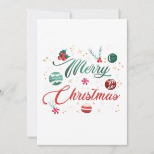 Festive Merry Christmas Typography with Ornaments Invitation